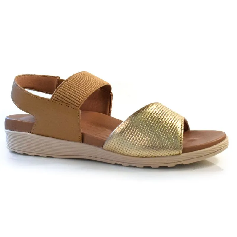 Sandália de Couro Feminina Usaflex Dourado AD3922 37