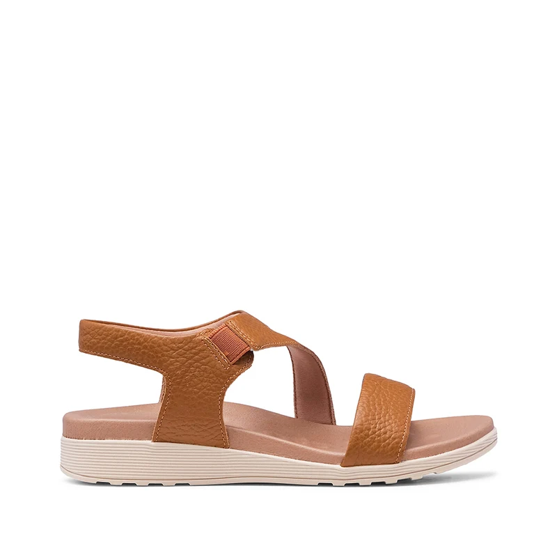 Sandália Salto Raso Mulher Pele Camel 36