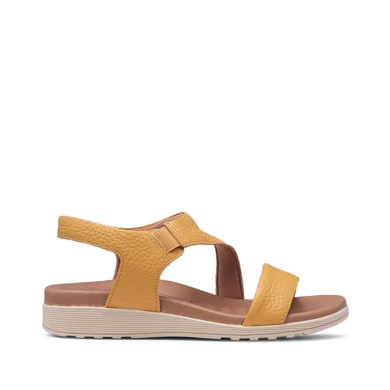 Sandália Salto Raso Mulher Pele Amarelo 35