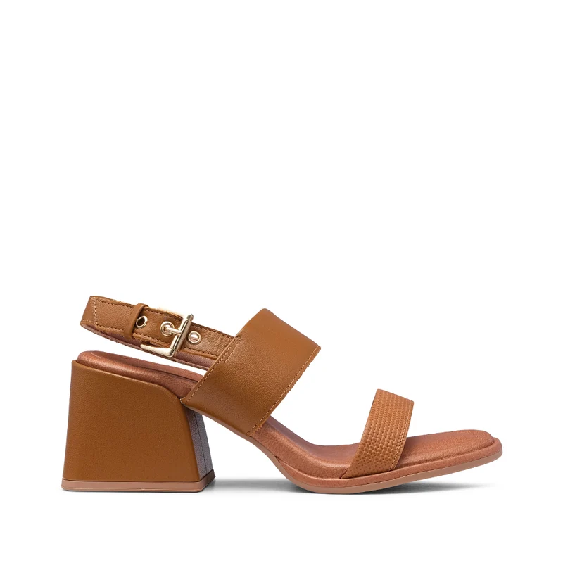 Sandália Salto Médio Mulher Pele Camel 40