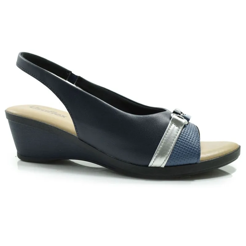Sandália Anabela de Couro Usaflex Azul MM0902 36