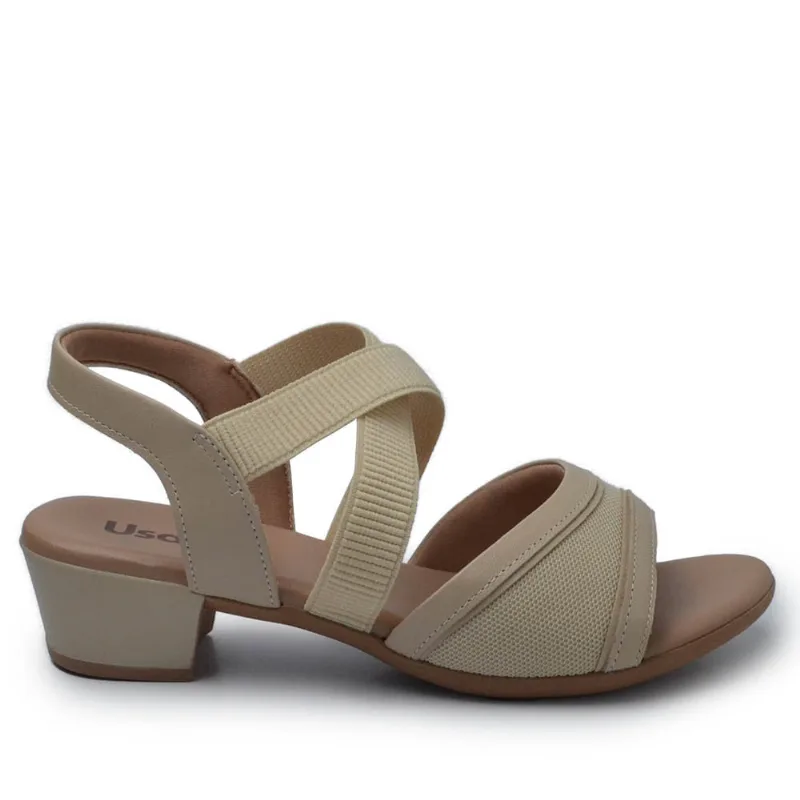 Sandália Usaflex Feminina Salto Baixo MM0803 003 VANILLA 39