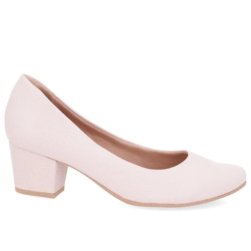 Scarpin Rosa Couro Salto Bloco 33