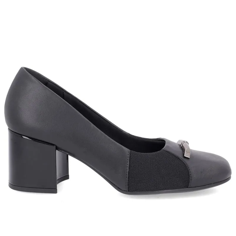 Scarpin Couro Preto Salto Bloco 39