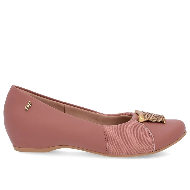 Sapatilha Rosa Vintage Couro Enfeite Brilho 36