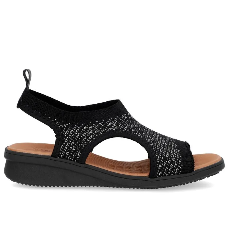 Sandália Plataforma Tecido Tricot Preto 42