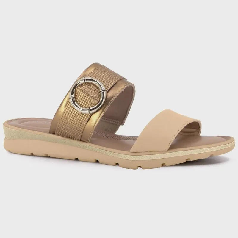 Tamanco Feminino Couro Blush Ouro Usaflex MA0302