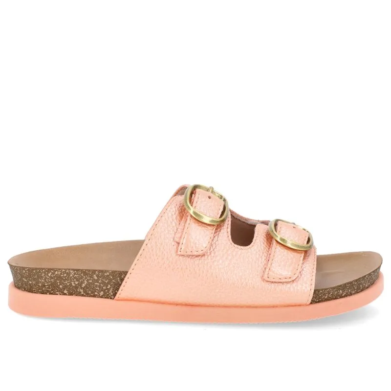 Slide Birken Laranja Couro Fivela 39