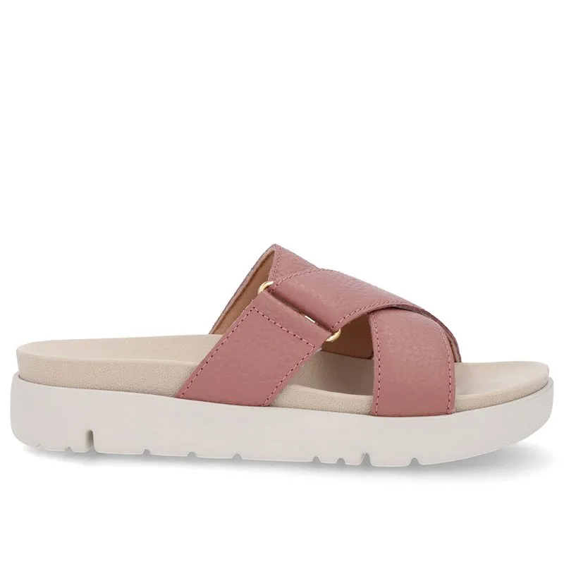 Tamanco Tiras Couro Rosa 35