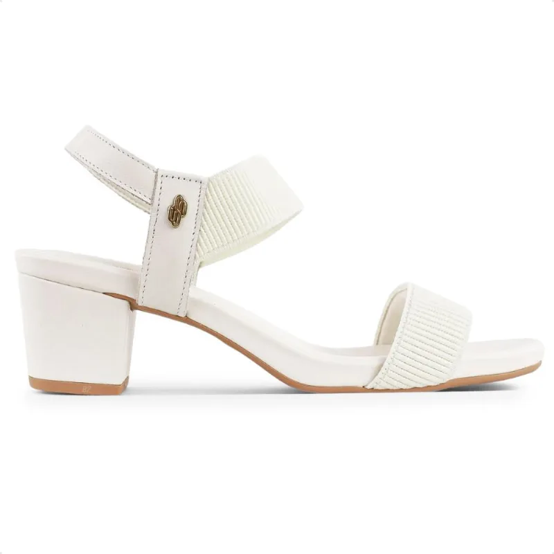 Sandália Usaflex Salto Bloco Elástico Feminina 39 / Branco / Bege