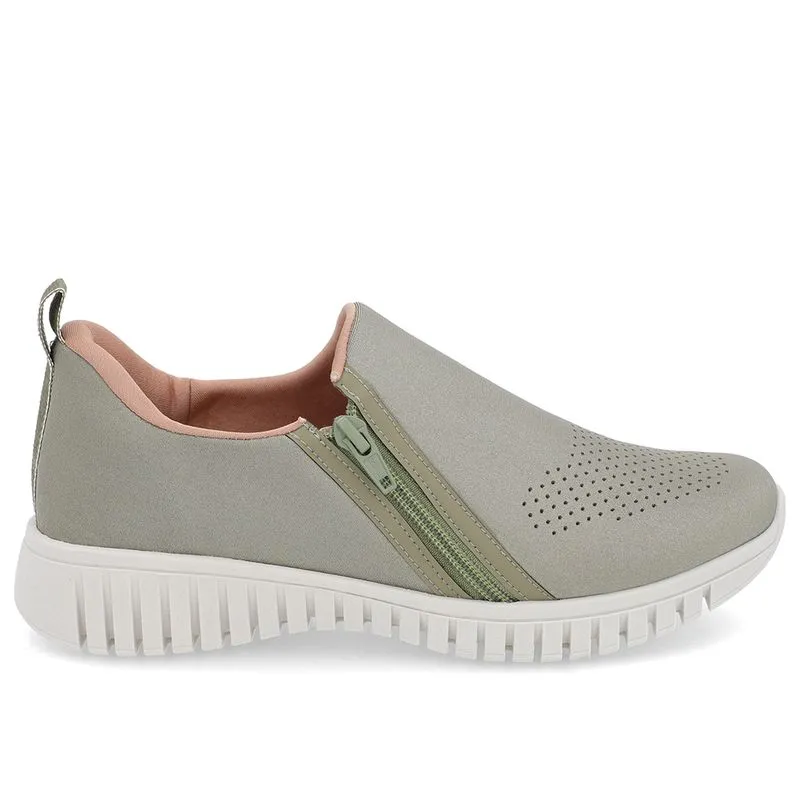 Tênis Slip On Verde Elastano Zíper 38