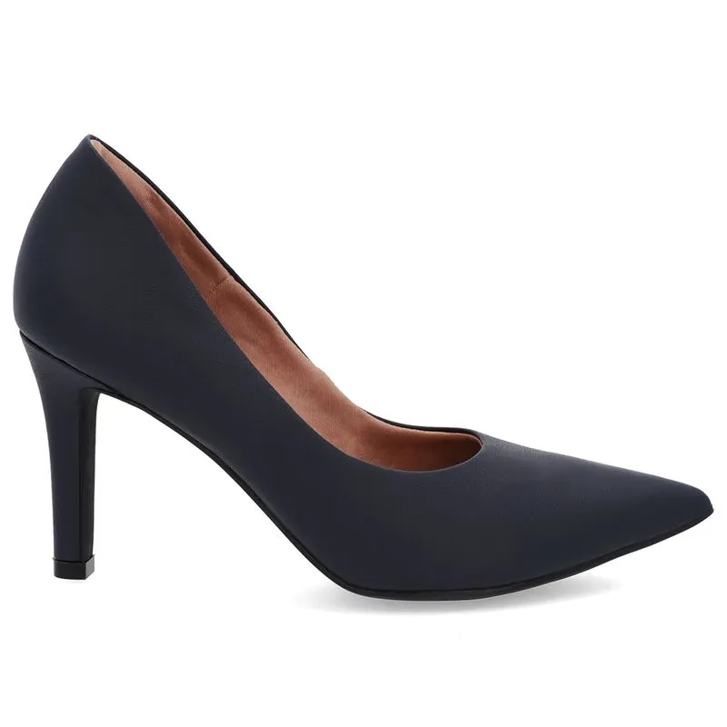 Scarpin Salto Alto Couro Azul Bico Fino 33