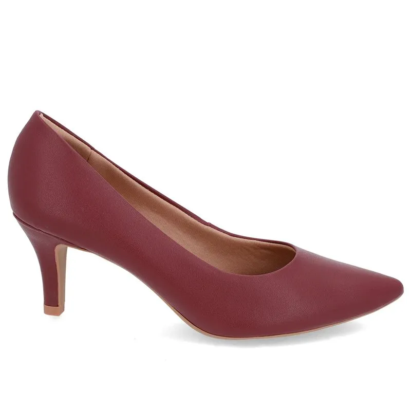 Scarpin Salto Médio Couro Vermelho Bico Fino 33