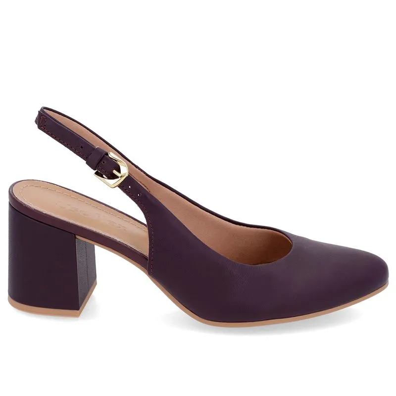 Slingback Roxo Salto Bloco Couro 40