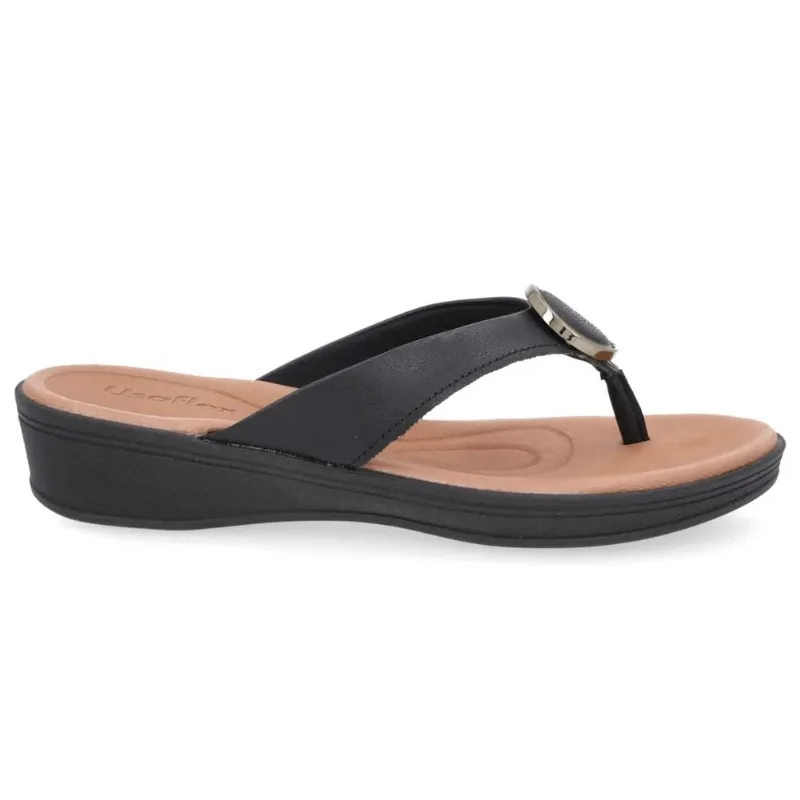 Tamanco Feminino Usaflex Couro Salto Bloco Palmilha Massageadora Preto 36