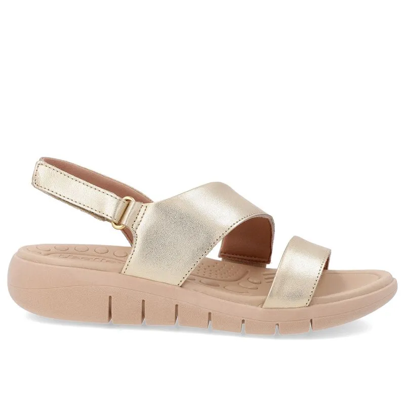 Sandália Couro Dourado Tira Fecho-Flex 35