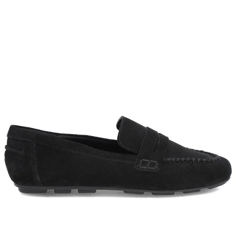 Loafer Preto Couro Camurça Costuras 38