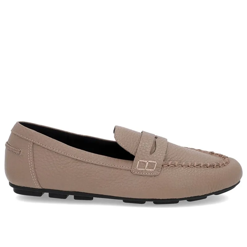 Loafer Marrom Claro Couro Costuras 37