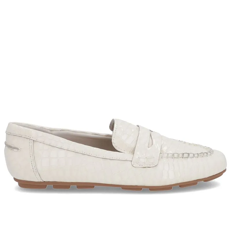 Loafer Branco Marfim Couro Costuras 38