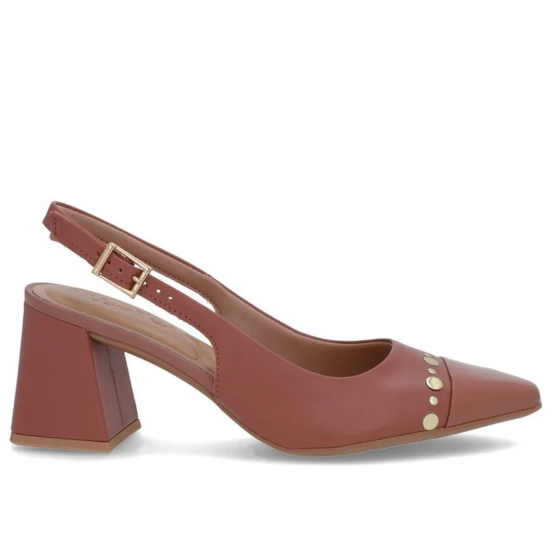Slingback Rosa Vintage Salto Geométrico Tachas 40