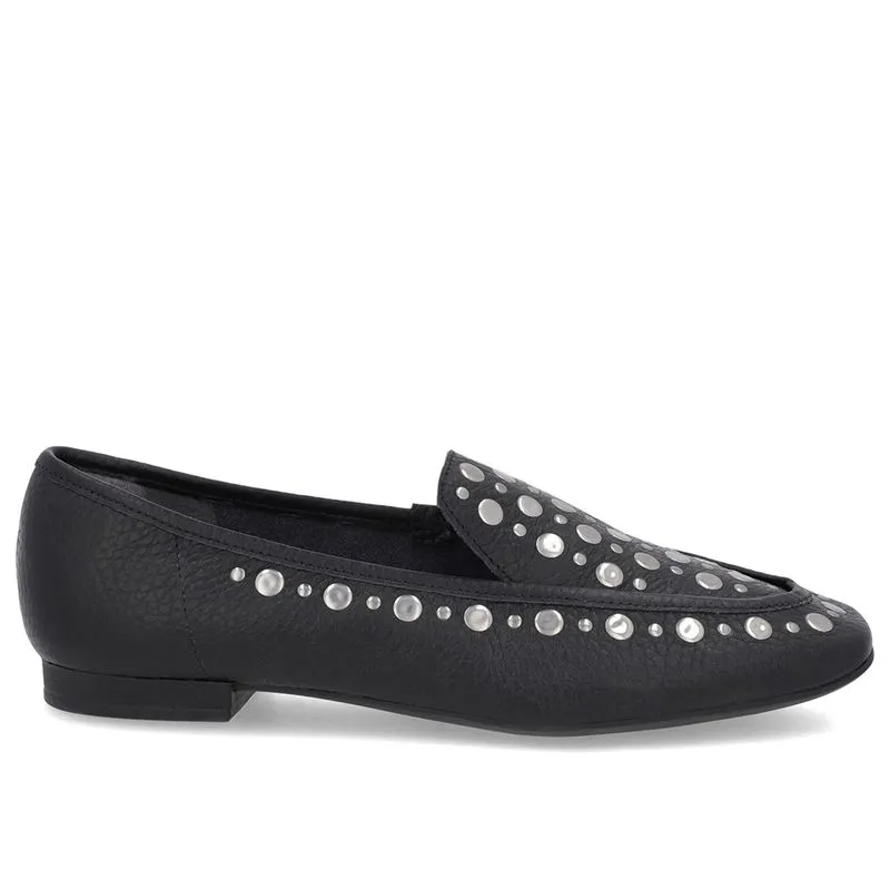 Loafer Preto Couro Tachas 35