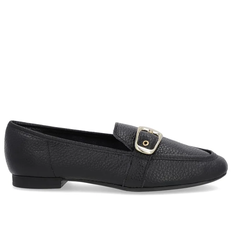 Loafer Couro Preto Tira Fivela 40
