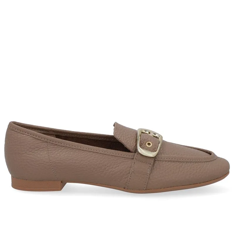 Loafer Couro Marrom Tira Fivela 38