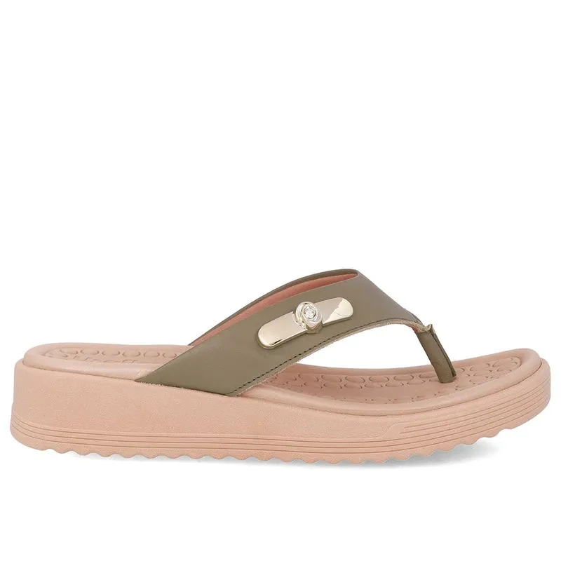 Chinelo Salto Baixo Couro Verde 34