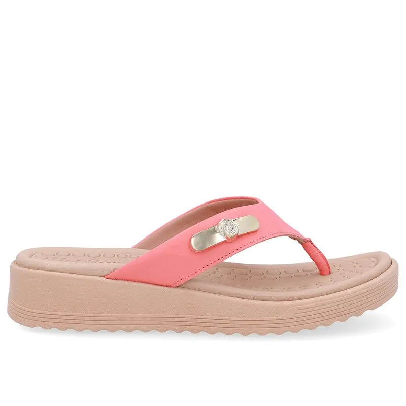 Chinelo Salto Baixo Couro Laranja 36
