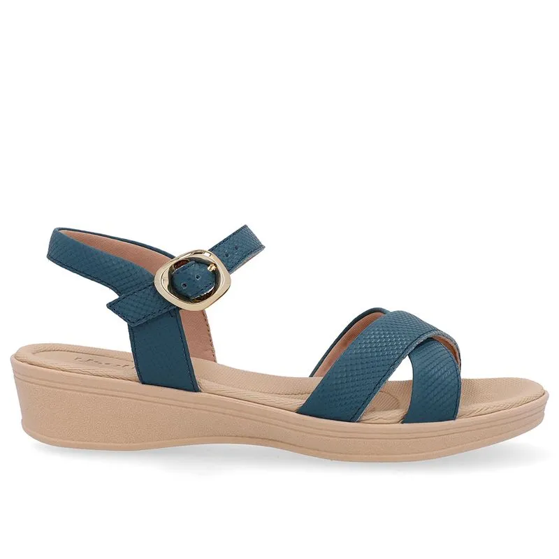 Sandália Couro Azul Tira Cruzada 34