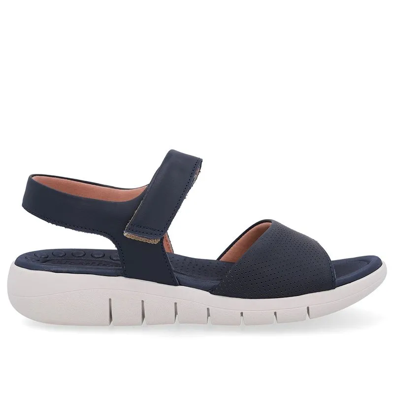 Sandália Salto Plataforma Couro Azul Fecho-Flex 33
