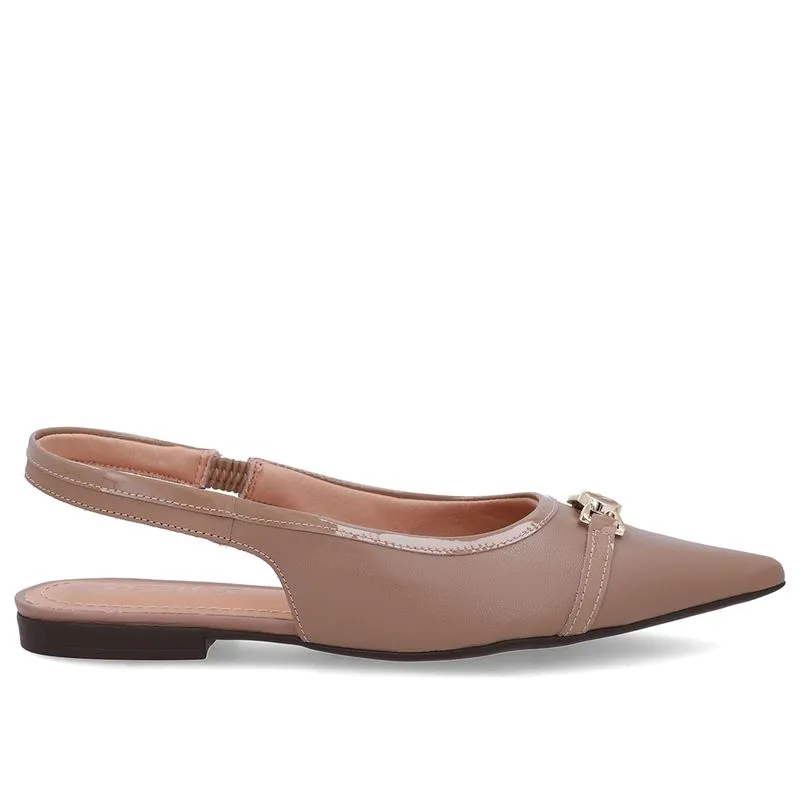 Slingback Marrom Bico Fino Couro 34