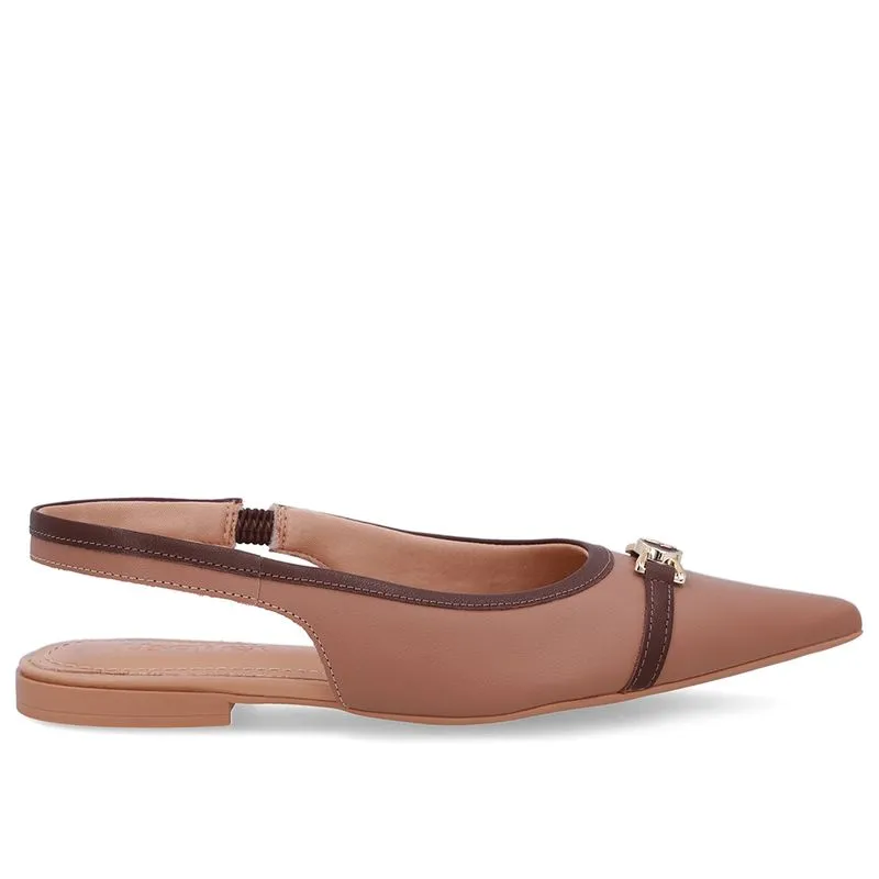 Slingback Marrom Bico Fino Couro 34