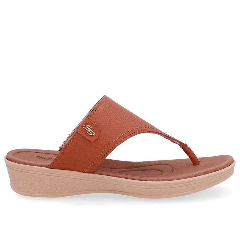Chinelo Salto Baixo Couro Marrom 40