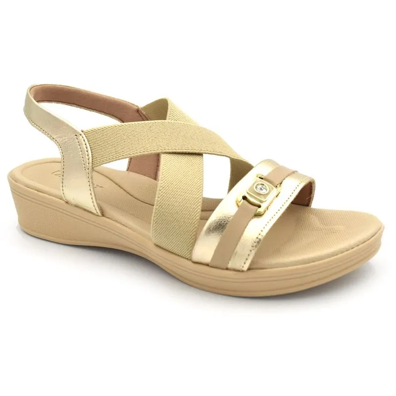 Sandália de Couro Feminina Usaflex Dourado UD4007 40