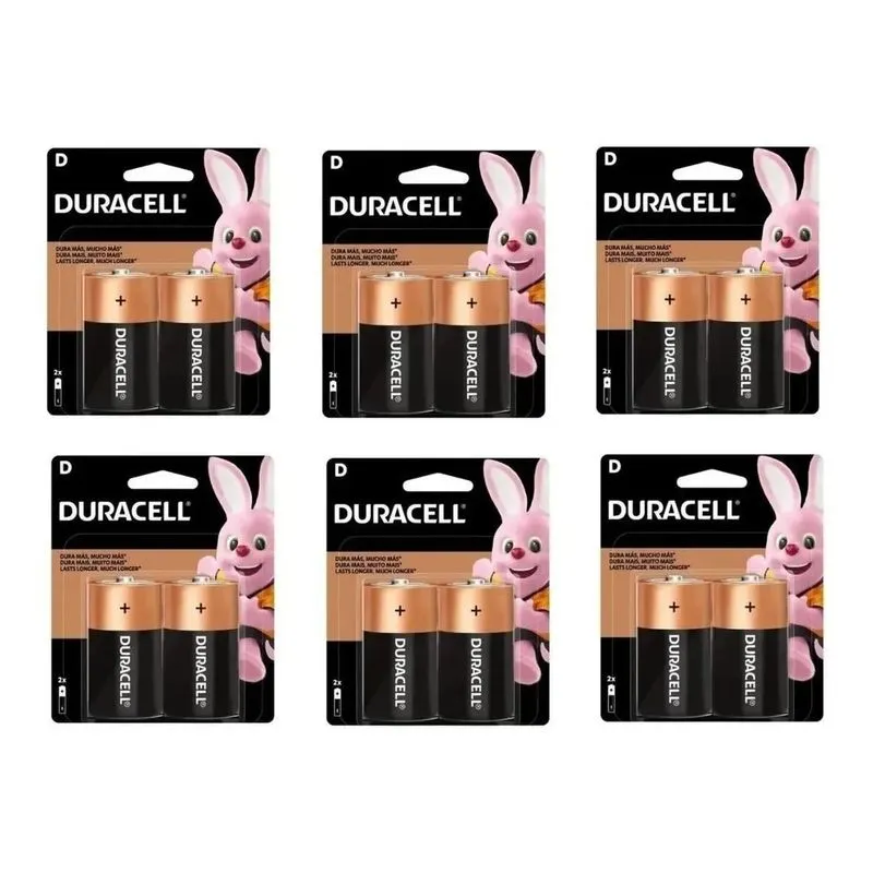 Kit 12 Pilhas Grande D Duracell Alcalina Lr20 Rádio