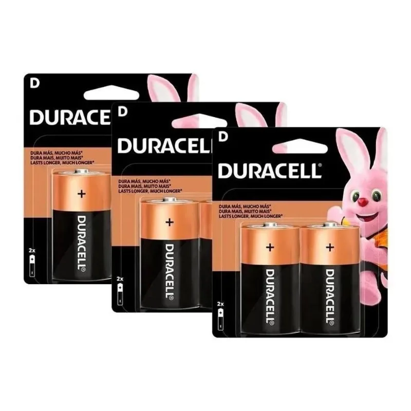 6 Pilhas Grande D Duracell Alcalina Lr20 Rádios Lanternas