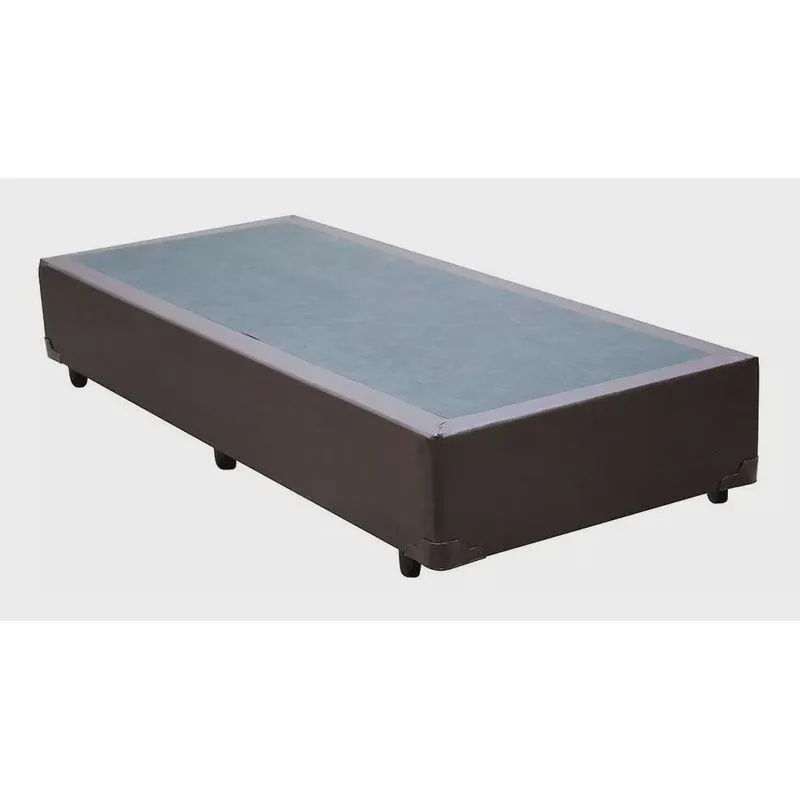 Base Cama Box Solteiro Material Sintético Marrom 40x88x188