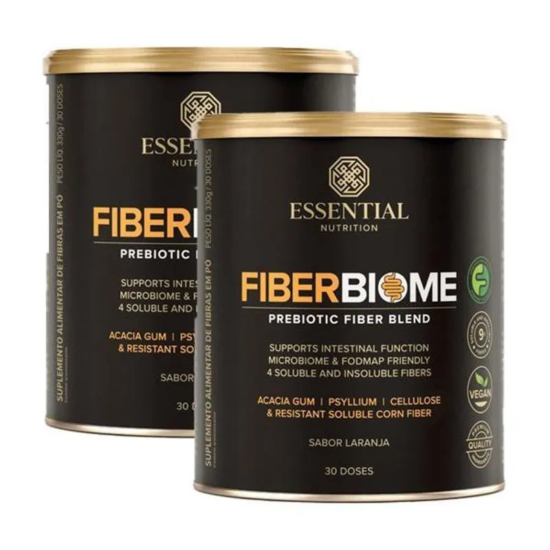 Kit 2x: Fiber Biome Laranja Essential Nutrition 300g