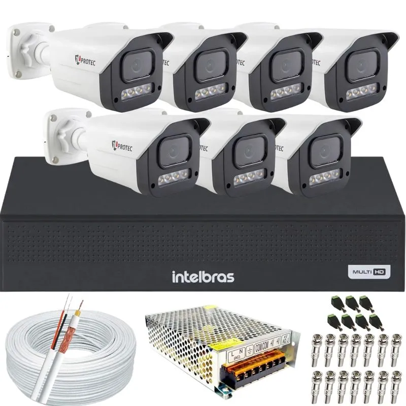 Kit 7 Câmeras Full Color C/Áudio Dvr Intelbras 8 canais S/HD