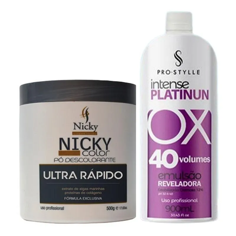 Kit Pó Descolorante Profissional + Ox 40 Volumes Blond Liss