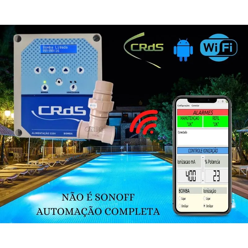 Ionizador Piscina 50m3 Cobre E Prata Com Wifi