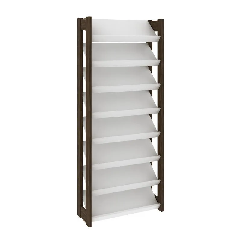 Estante Armário Alta Multiuso 8 prateleiras AZ1006 Branco / Nogal - Tecnomobili
