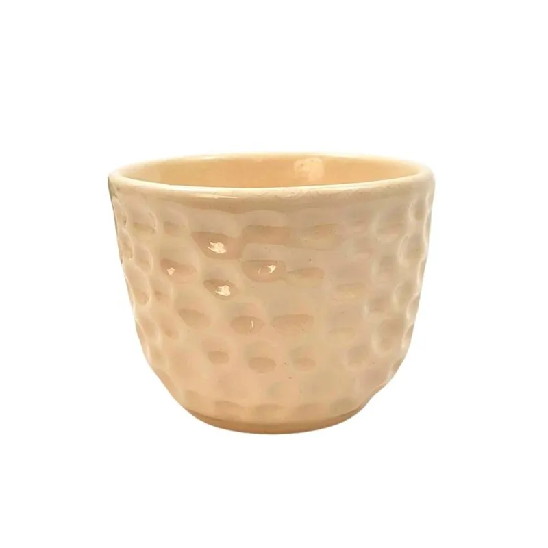 Vaso Decorativo Bege Bolha 9X11Cm Cerâmica Brilho