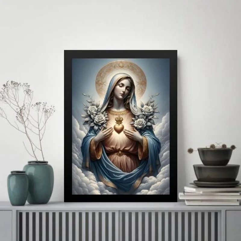 Quadro Sacro Heart Of Maria 45x34cm - Com Vidro