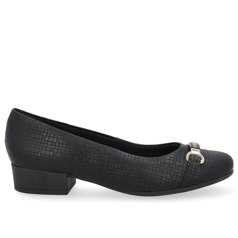 Scarpin Couro Texturizado Preto Salto Bloco 37