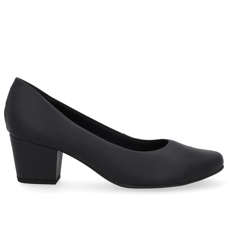 Scarpin Couro Preto Salto Bloco 42