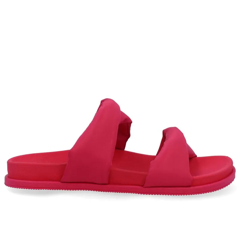 Slide Plataforma Poofy Rosa Tecido 35