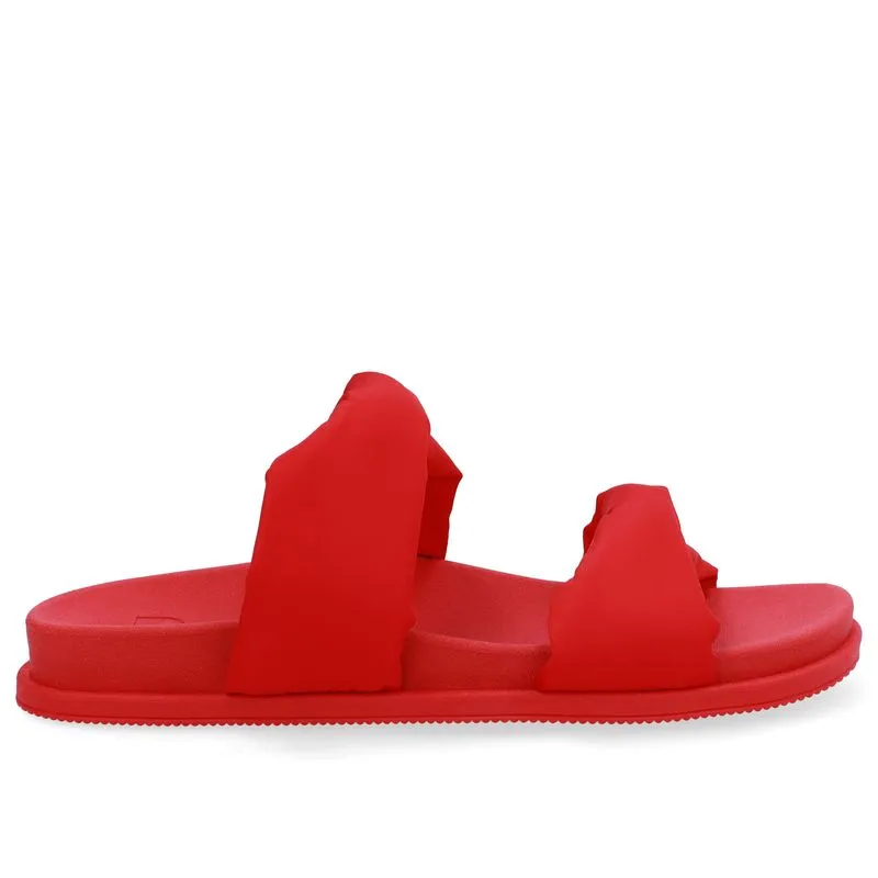 Slide Plataforma Poofy Vermelho Tecido 38