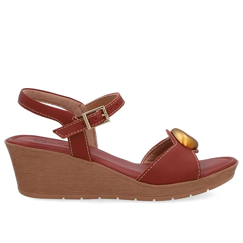 Sandália Salto Anabela Couro Marrom 39